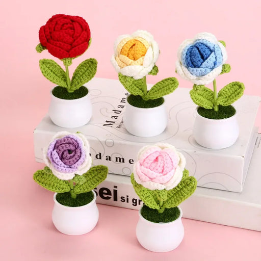 Handmade Crochet Rose Plush – Potted Flower Decor Gift for Her - for just $15.95! 