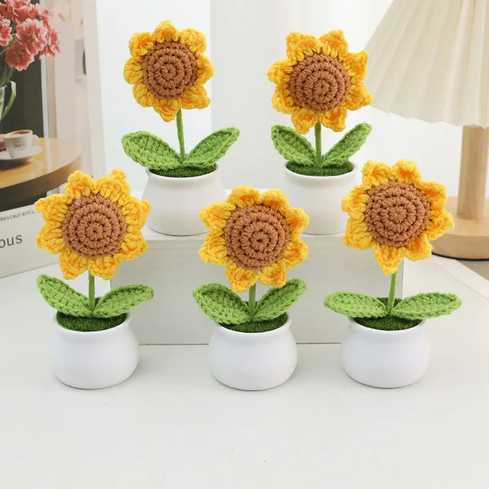 Handmade Crochet Sunflower Plush – Potted Desktop Decor Gift - for just $15.95! 