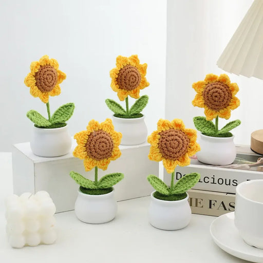 Handmade Crochet Sunflower Plush – Potted Desktop Decor Gift - for just $15.95! 