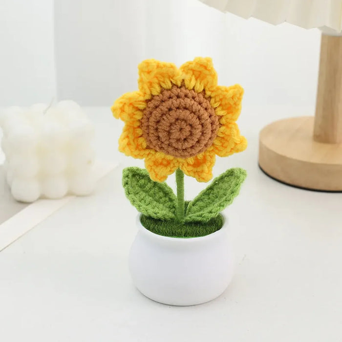 Handmade Crochet Sunflower Plush – Potted Desktop Decor Gift - for just $15.95! 