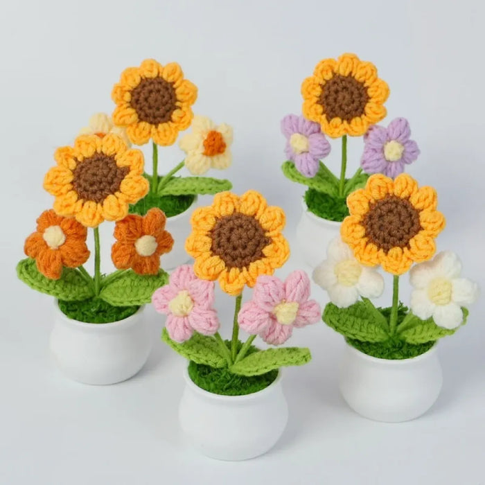 Handmade Crochet Sunflower Plush – Potted Desktop Decor Gift - for just $15.95! 