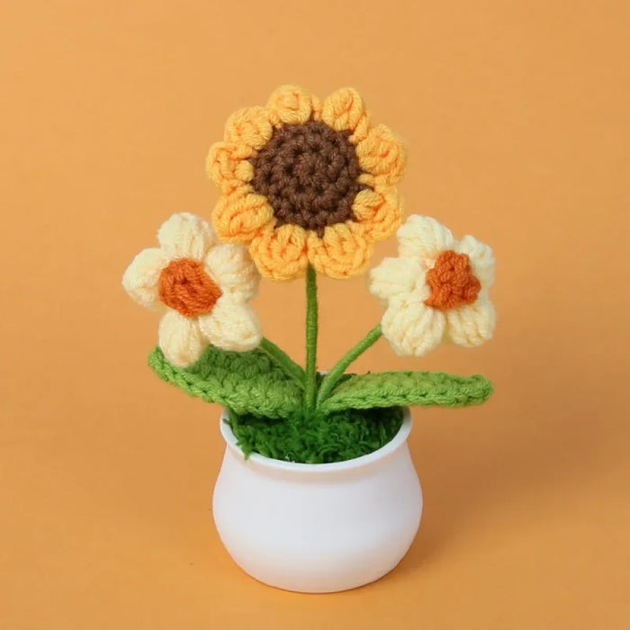 Handmade Crochet Sunflower Plush – Potted Desktop Decor Gift - for just $15.95! 