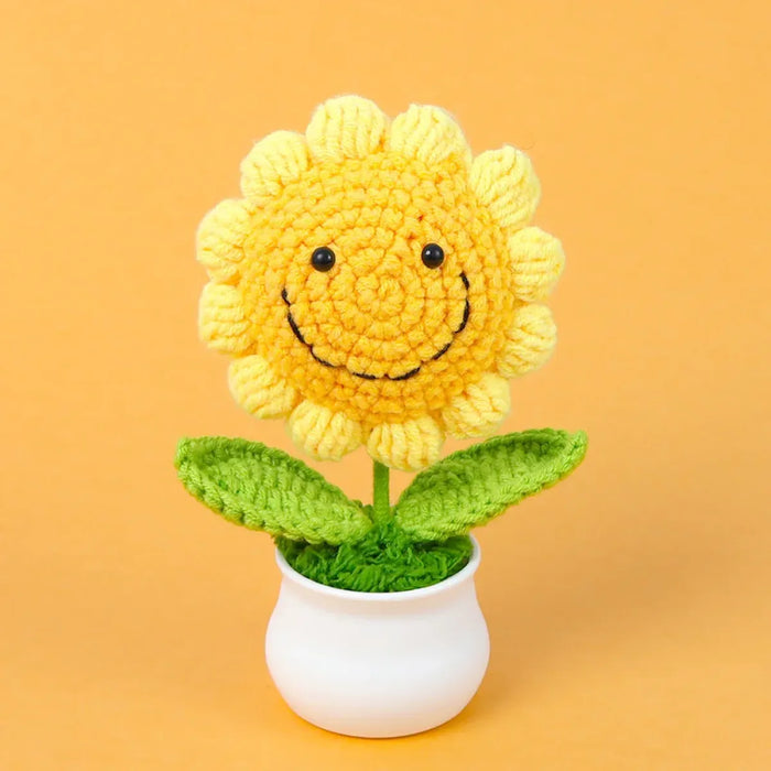 Handmade Crochet Sunflower Plush – Potted Desktop Decor Gift - for just $15.95! 