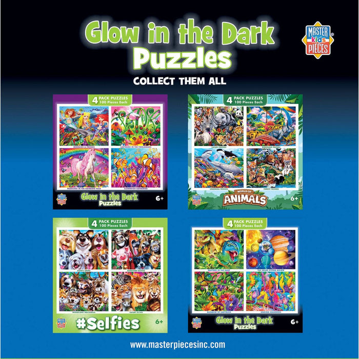 Glow in the Dark 100 Piece Jigsaw Puzzles - 4-Pack V2 - for just $14.99! 