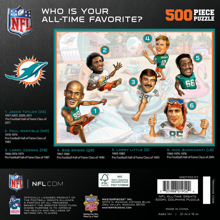 Miami Dolphins - All Time Greats 500 Piece Jigsaw Puzzle - Just $19.99! Shop now at Retro Gaming of Denver