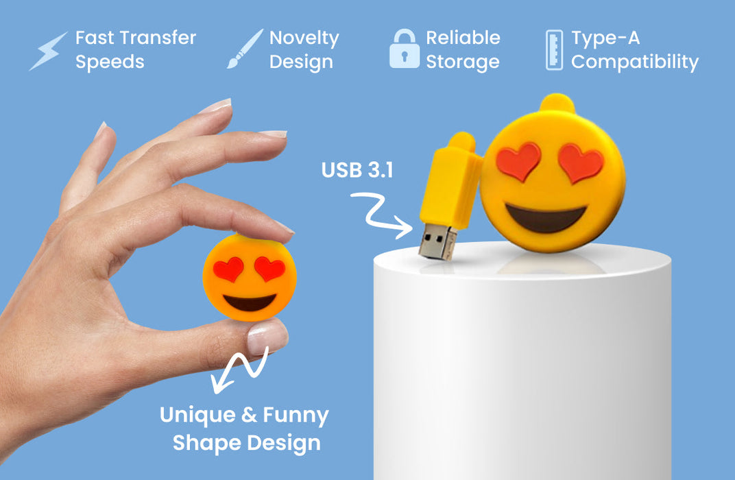 Heart Eyes Emoji USB 3.1 Flash Drive - for just $8.49! 