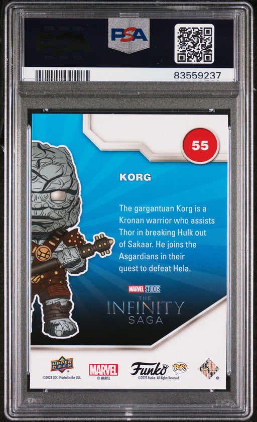 2023 UPPER DECK FUNKO POP MARVEL  KORG PLATINUM #55  PSA 10 - for just $54! 