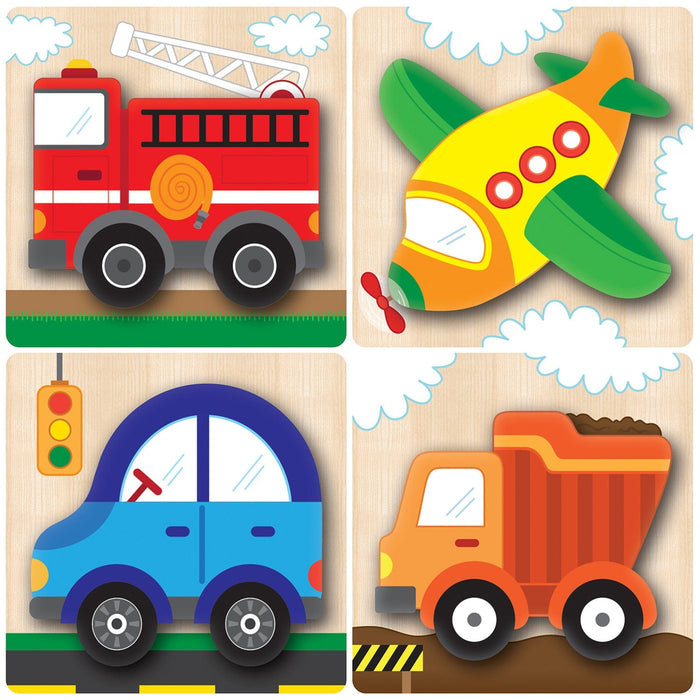 Vehicles Chunky Wood Puzzles - Kids 4-Pack - for just $16.99! 