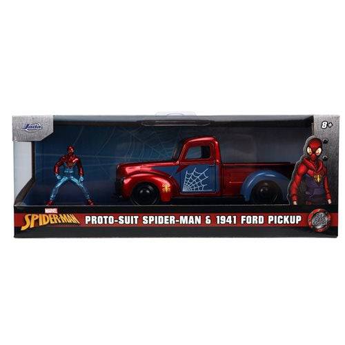 Hollywood Rides 1941 Ford Pickup 1:32 Scale Die-Cast Metal Vehicle with Proto-Suit Spider-Man Figure - for just $11.60! 
