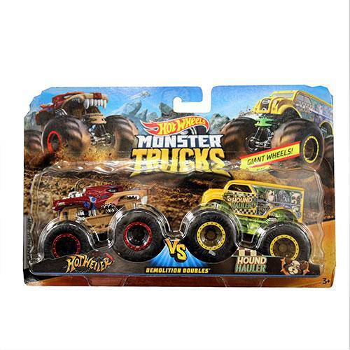 Hot Wheels Monster Trucks 1:64 Demolition Doubles 2-Pk - Hotweiler Vs Hound Hauler - for just $22.67! 