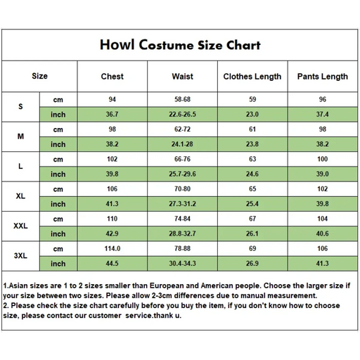 Howl Cosplay Costume – Howl's Moving Castle Outfit with Wig & Accessories - for just $97.95! 