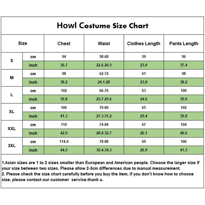 Howl Cosplay Costume – Howl's Moving Castle Outfit with Wig & Accessories - for just $97.95! 