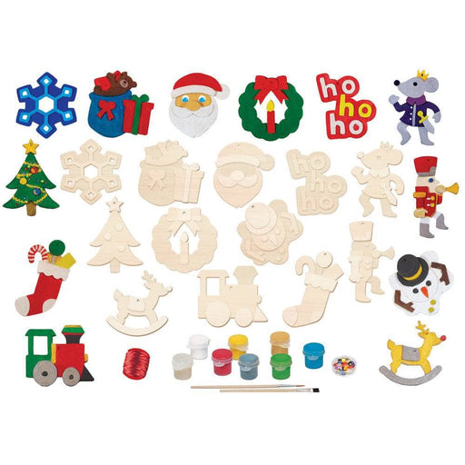 12 Holiday Ornaments Wood Craft & Paint Kit - for just $24.99! 