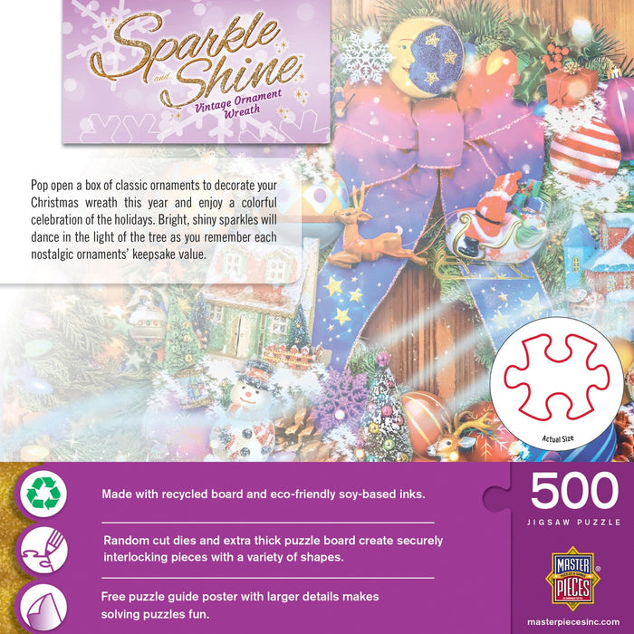 Sparkle & Shine - Vintage Ornament Wreath 500 Piece Glitter Jigsaw Puzzle - Just $14.99! Shop now at Retro Gaming of Denver