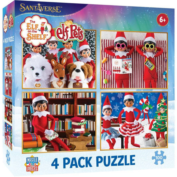 Elf on the Shelf 4-Pack 100 Piece Jigsaw Puzzles - V1 - for just $10.99! 