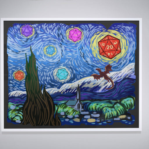 Starry Night Design, Dnd Decoration, D20 Wall Art, Rpg Poster, Gift For Dnd Poster, Dnd Decor, Dragon Dice, Dnd Gift, Dnd Poster - Premium Wall Art - Just $16! Shop now at Retro Gaming of Denver