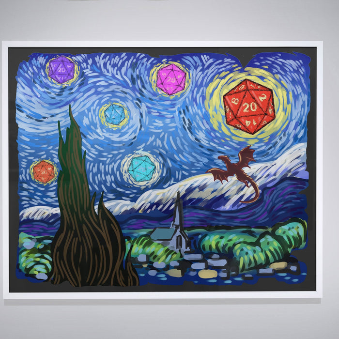 Starry Night Design, Dnd Decoration, D20 Wall Art, Rpg Poster, Gift For Dnd Poster, Dnd Decor, Dragon Dice, Dnd Gift, Dnd Poster - Just $16! Shop now at Retro Gaming of Denver