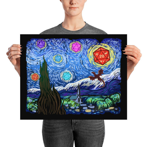 Starry Night Design, Dnd Decoration, D20 Wall Art, Rpg Poster, Gift For Dnd Poster, Dnd Decor, Dragon Dice, Dnd Gift, Dnd Poster - Premium Wall Art - Just $16! Shop now at Retro Gaming of Denver