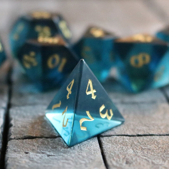 Hand Carved Green Zircon Glass (And Box) Polyhedral Dice DnD Dice Set - Premium Gemstone Dice - Just $16.99! Shop now at Retro Gaming of Denver