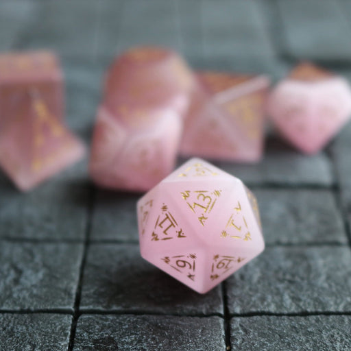 Dragon Shield Gemstone Watermelon Cats Eye Stone (And Box) Polyhedral Dice DND Set - Premium Gemstone Dice - Just $75.99! Shop now at Retro Gaming of Denver