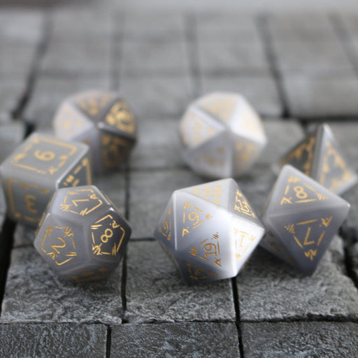 Dragon Shield Gemstone Gray Cats Eye Stone (And Box) Polyhedral Dice DND Set - Premium Gemstone Dice - Just $20.99! Shop now at Retro Gaming of Denver