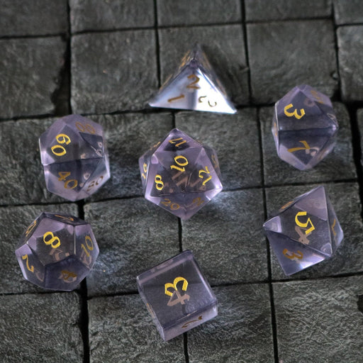 Hand Carved Purple Zircon Glass (And Box) Polyhedral Dice Set - Premium Gemstone Dice - Just $16.99! Shop now at Retro Gaming of Denver