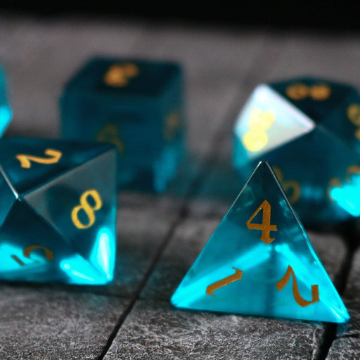 Hand Carved Green Zircon Glass (And Box) Polyhedral Dice DnD Dice Set - Premium Gemstone Dice - Just $16.99! Shop now at Retro Gaming of Denver