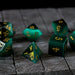 Hand Carved Gemstone Dark Green Cats Eye Stone (And Box) Polyhedral Dice DnD Dice Set - Premium Gemstone Dice - Just $16.99! Shop now at Retro Gaming of Denver