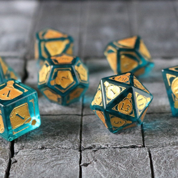 Mana Potion Blue Zircon Glass (And Box) Polyhedral Dice DND Set - Premium Gemstone Dice - Just $18.99! Shop now at Retro Gaming of Denver