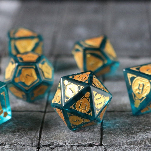 Mana Potion Blue Zircon Glass (And Box) Polyhedral Dice DND Set - Premium Gemstone Dice - Just $18.99! Shop now at Retro Gaming of Denver