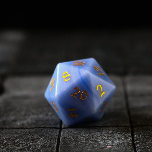 Hand Carved Gemstone Blue Lace Agate Eye Stone (And Box) Polyhedral Dice DnD Dice Set - Premium Gemstone Dice - Just $20.99! Shop now at Retro Gaming of Denver
