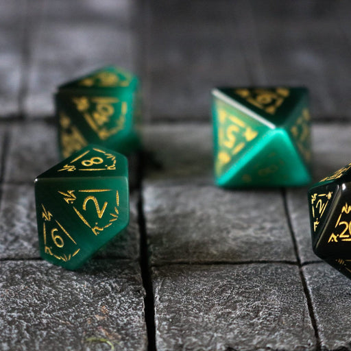Dragon Shield Gemstone Green Cats Eye Stone (And Box) Polyhedral Dice DND Set - Premium Gemstone Dice - Just $20.99! Shop now at Retro Gaming of Denver