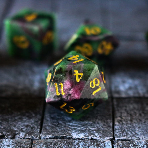 Gemstone Zoisite Polyhedral Polyhedral Dice (With Box) DnD Dice Set - Premium Gemstone Dice - Just $16.99! Shop now at Retro Gaming of Denver