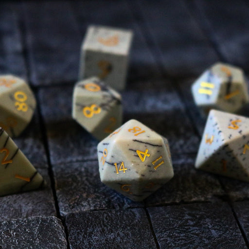 Gemstone Jasper Hand Carved Polyhedral Dice (And Box) DnD Dice Set - Gift For Dnd, RPG Game DND MTG Game - Premium Gemstone Dice - Just $62.99! Shop now at Retro Gaming of Denver