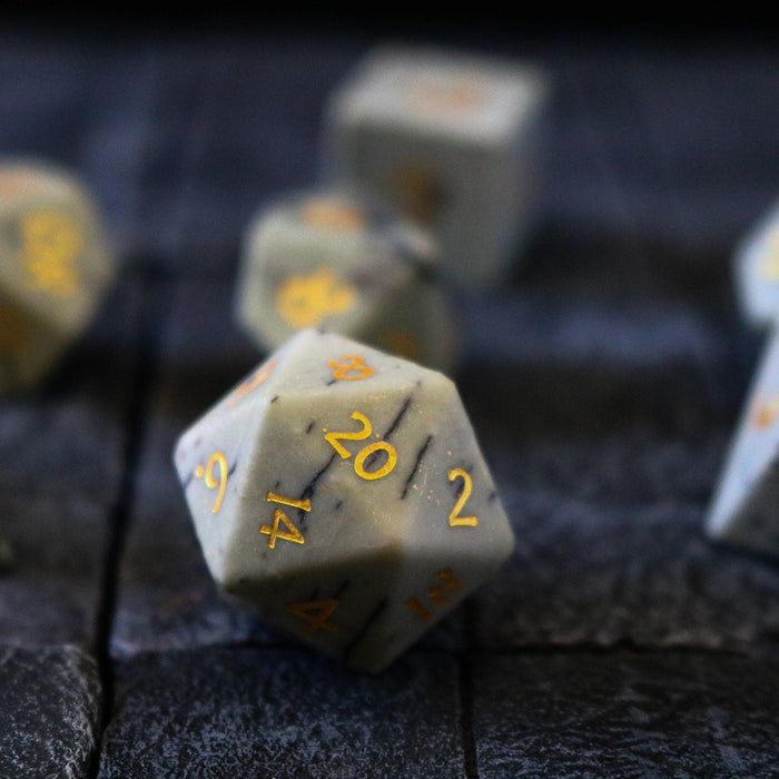 Gemstone Jasper Hand Carved Polyhedral Dice (And Box) DnD Dice Set - Gift For Dnd, RPG Game DND MTG Game - Premium Gemstone Dice - Just $62.99! Shop now at Retro Gaming of Denver