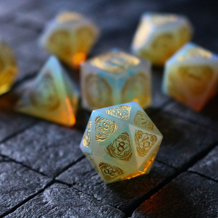 Mage Fury Gemstone Opalite Hand Carved Polyhedral Dice (And Box) DnD Dice Set - Premium Gemstone Dice - Just $18.99! Shop now at Retro Gaming of Denver
