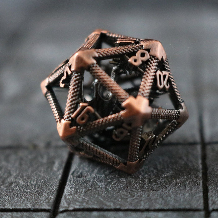 Large Caged Dragon D20 DND Copper Tabletop Gaming Dice - Premium Metal Dice - Just $16.99! Shop now at Retro Gaming of Denver