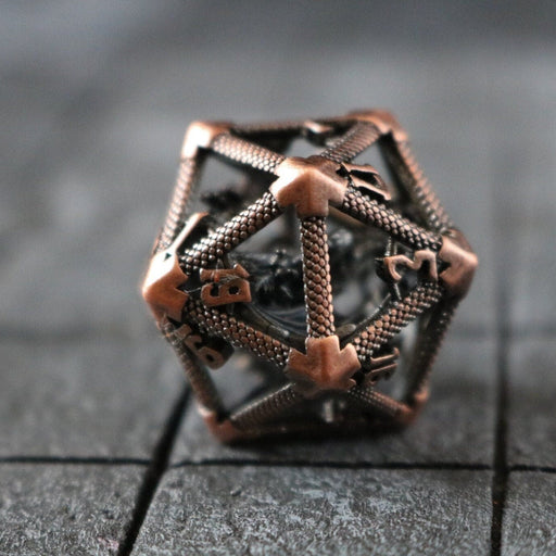 Large Caged Dragon D20 DND Copper Tabletop Gaming Dice - Premium Metal Dice - Just $16.99! Shop now at Retro Gaming of Denver