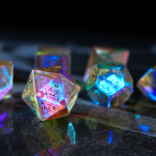 Dragon Shield Gemstone Dichroic Glass Polyhedral Dice (With Box) DND Set - Premium Gemstone Dice - Just $26.99! Shop now at Retro Gaming of Denver