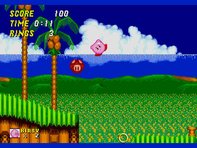 Kirby in Sonic the Hedgehog 2 Sega Genesis Game Cart Repro - for just $19.99! 