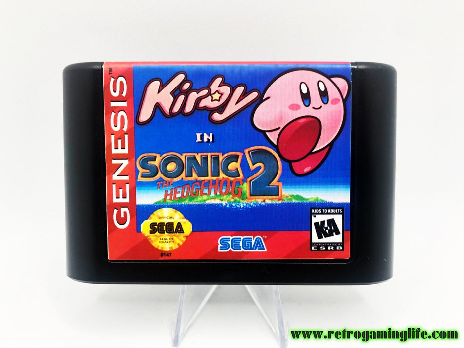Kirby in Sonic the Hedgehog 2 Sega Genesis Game Cart Repro - for just $19.99! 