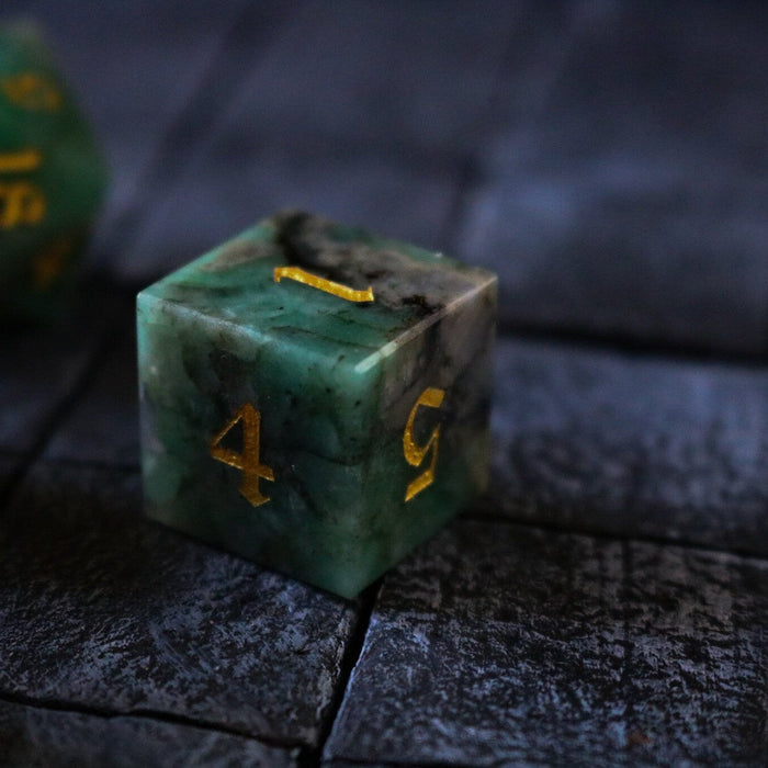 Green Gemstone Emerald Polyhedral Dice (With Box) DND Set - Premium Gemstone Dice - Just $26.99! Shop now at Retro Gaming of Denver