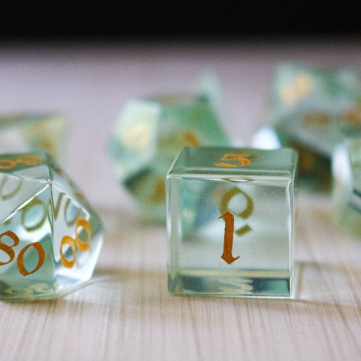 Hand Carved Green Water Glass (And Box) Polyhedral Dice DND Set - RPG Game DND - Premium Gemstone Dice - Just $17.99! Shop now at Retro Gaming of Denver