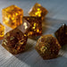 Gold Honey Lightning Glass Cracked Glass (And Box) Polyhedral Dice DND Set - Premium Gemstone Dice - Just $22.99! Shop now at Retro Gaming of Denver