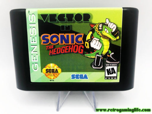 Vector the Crocodile in Sonic the Hedgehog Sega Genesis Game Cart Repro - for just $19.99! 