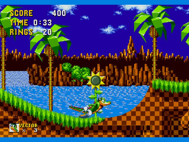Vector the Crocodile in Sonic the Hedgehog Sega Genesis Game Cart Repro - for just $19.99! 