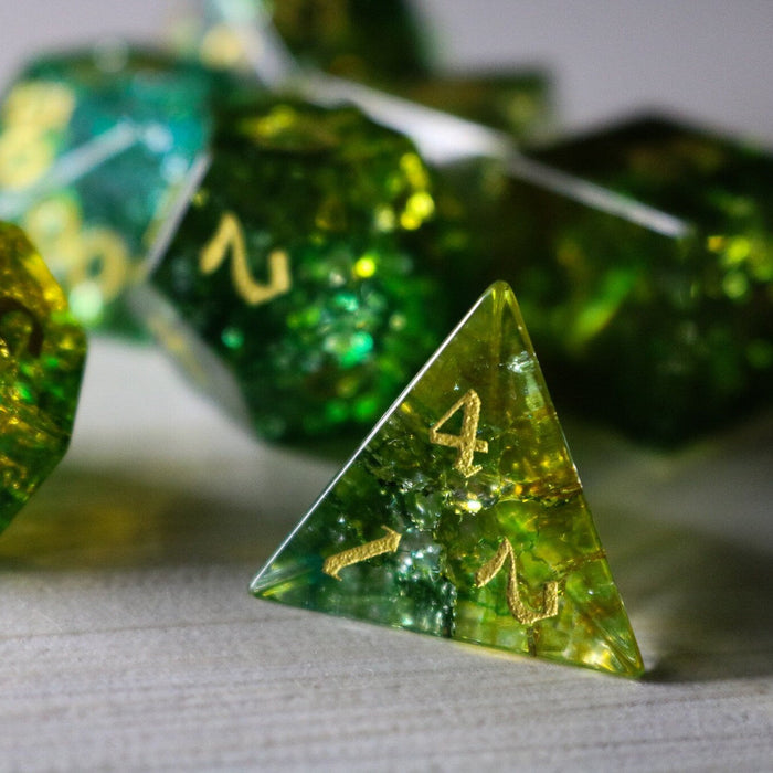Poison Forge Fire Cracked Glass Green (And Box) Polyhedral Dice DND Set - Premium Gemstone Dice - Just $16.99! Shop now at Retro Gaming of Denver