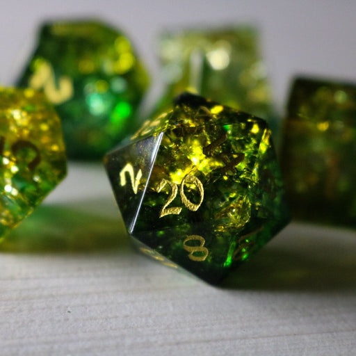 Poison Forge Fire Cracked Glass Green (And Box) Polyhedral Dice DND Set - Premium Gemstone Dice - Just $16.99! Shop now at Retro Gaming of Denver