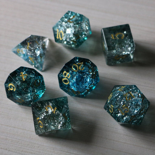 Dark Waters Forge Fire Glass Blue (And Box) Polyhedral Dice DND Set - Premium Gemstone Dice - Just $16.99! Shop now at Retro Gaming of Denver