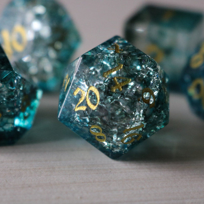 Dark Waters Forge Fire Glass Blue (And Box) Polyhedral Dice DND Set - Premium Gemstone Dice - Just $16.99! Shop now at Retro Gaming of Denver